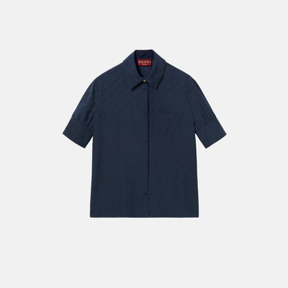 GG And Chain Silk Jacquard Shirt