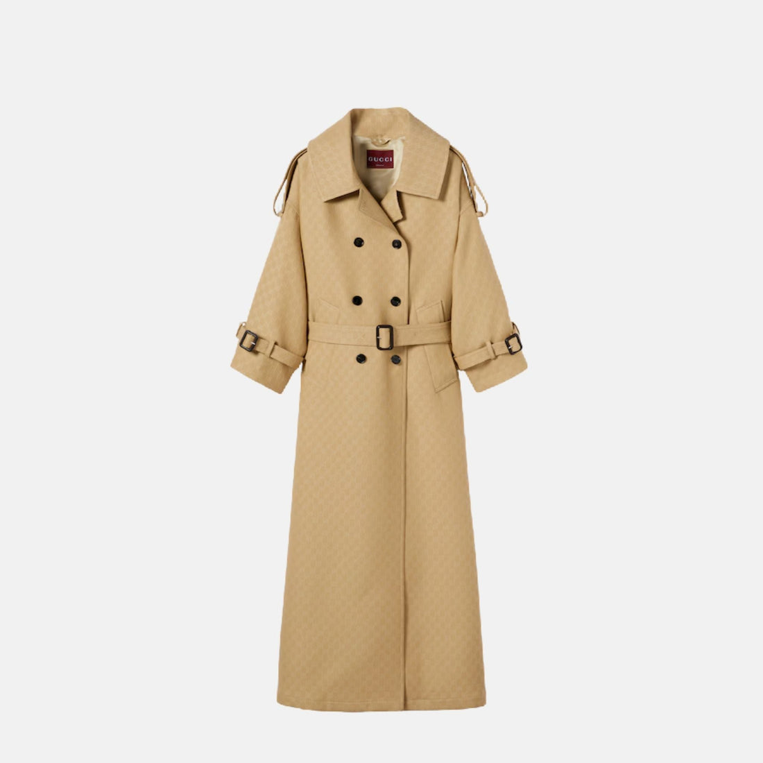 GG Crepe Silk Wool Double Breasted Coat