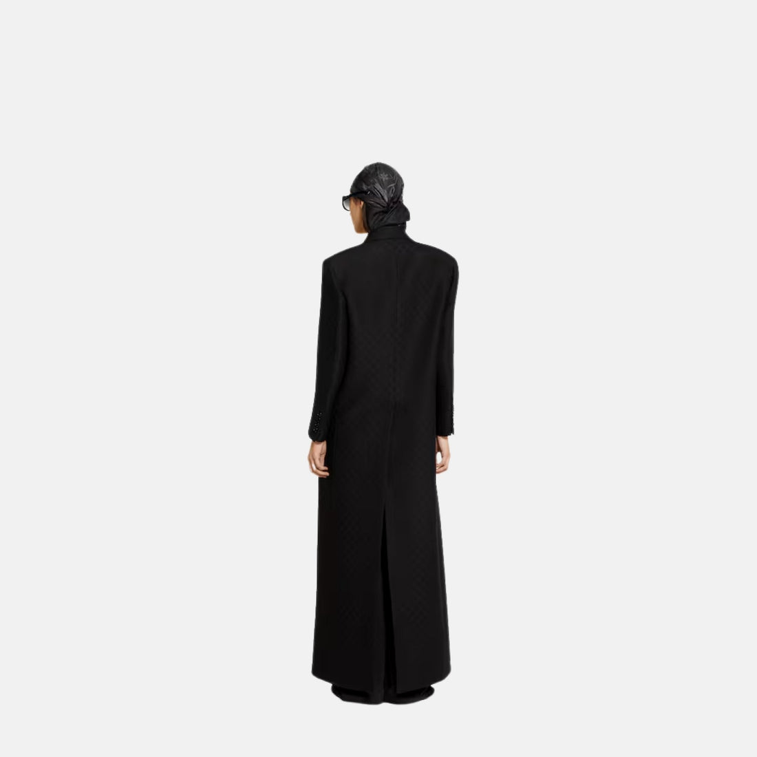 GG Silk Wool Crepe Double Breasted Coat