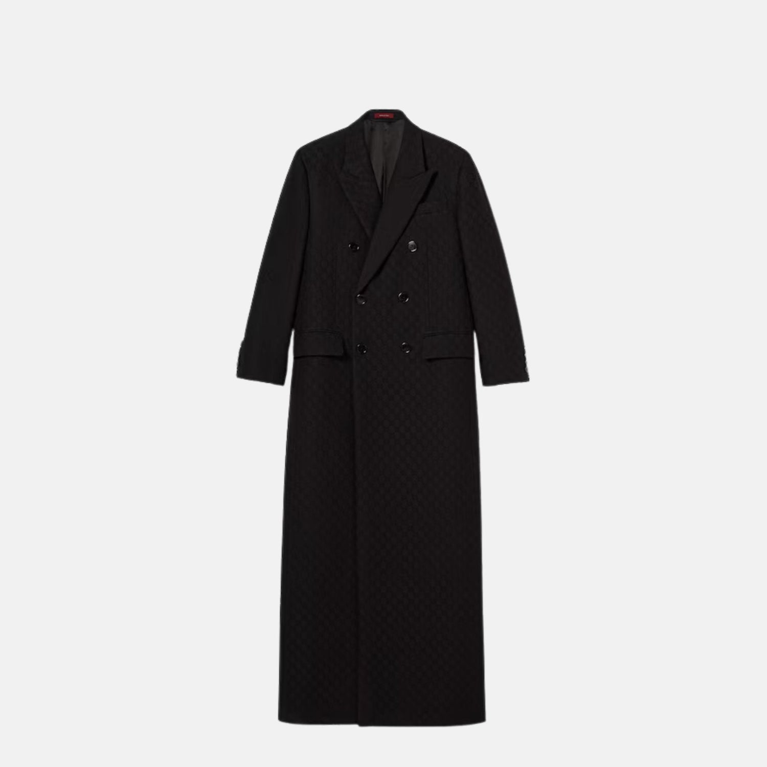 GG Silk Wool Crepe Double Breasted Coat