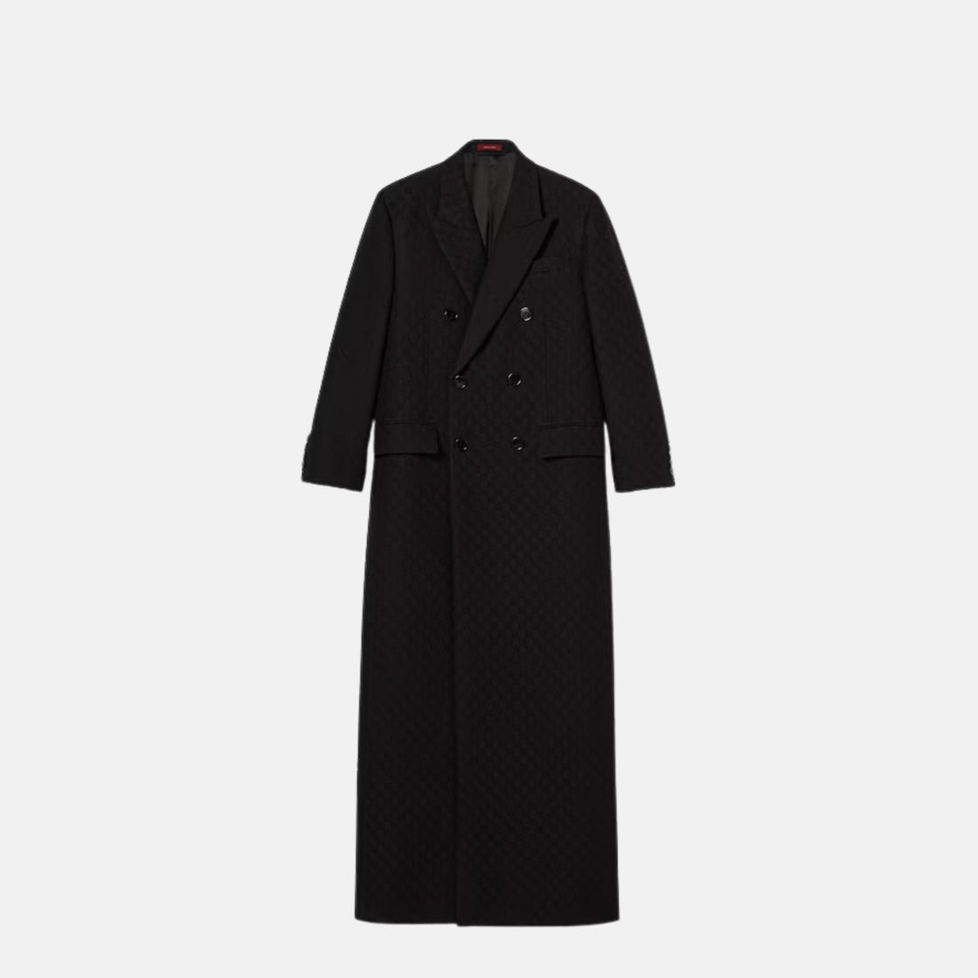 GG Silk Wool Crepe Double Breasted Coat