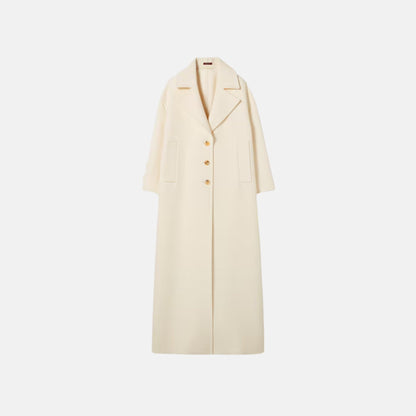 GG Silk Wool Crepe Single Breasted Coat