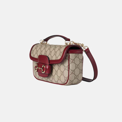 Horsebit 1955 Small Top Handle Bag In GG Coated Fabric