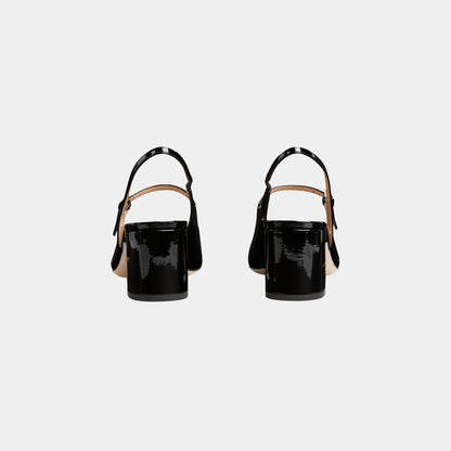 Horsebit Mid-Heel Patent Leather Pump