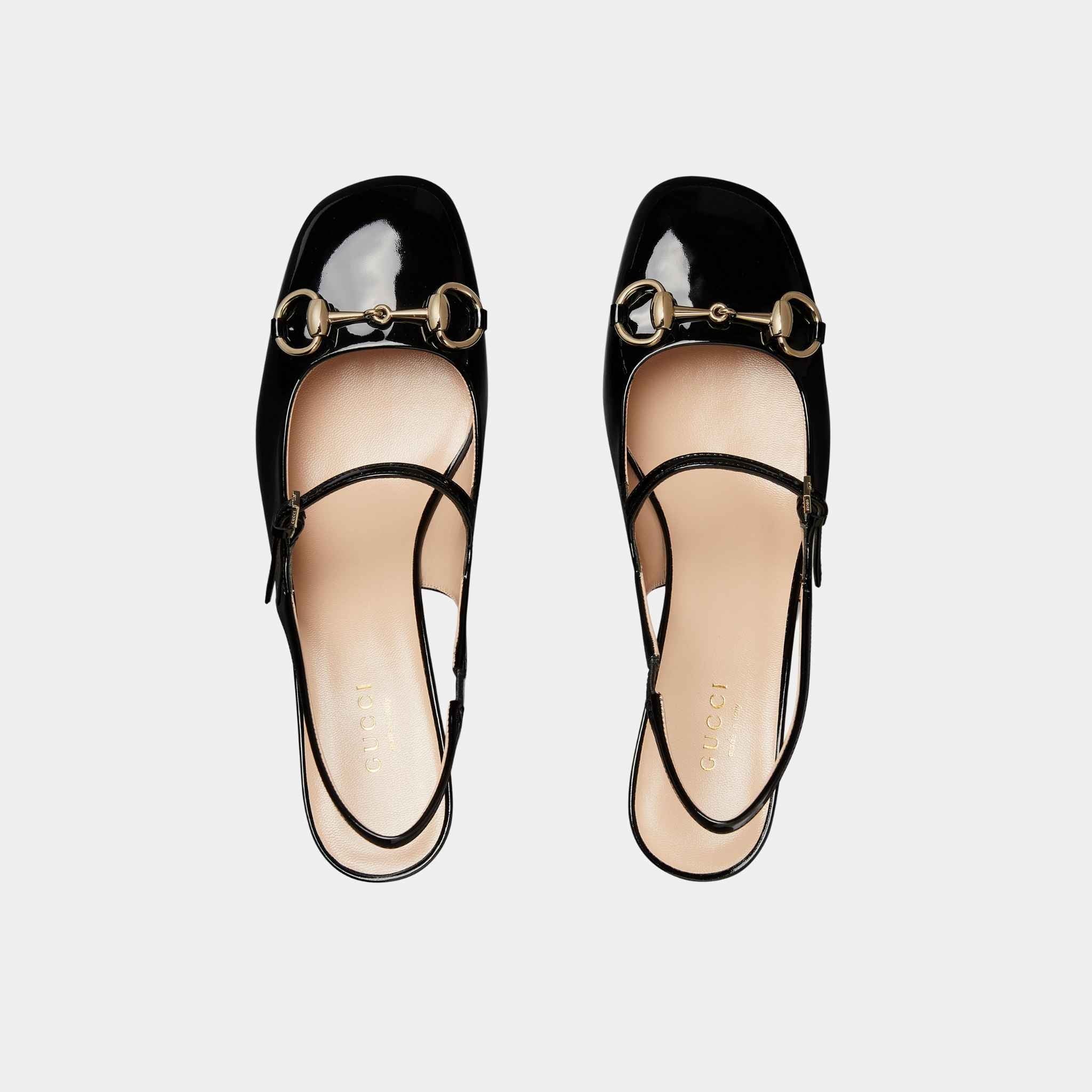 Horsebit Mid-Heel Patent Leather Pump