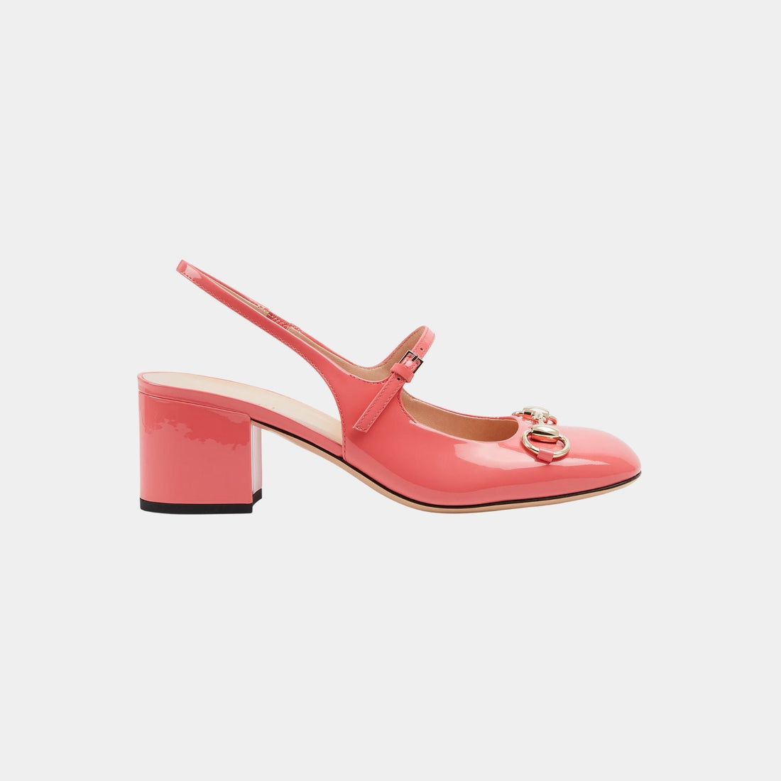 Horsebit Mid-Heel Patent Leather Pump