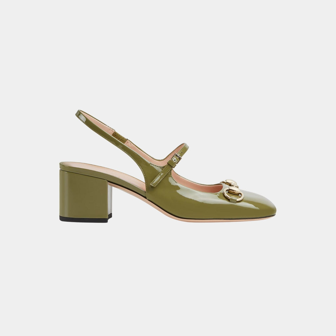 Horsebit Mid-Heel Patent Leather Pump