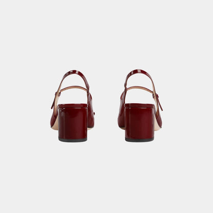 Horsebit Mid-Heel Patent Leather Pump