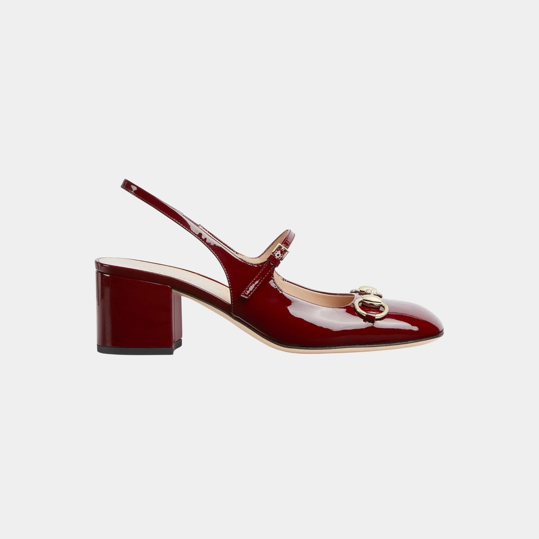 Horsebit Mid-Heel Patent Leather Pump