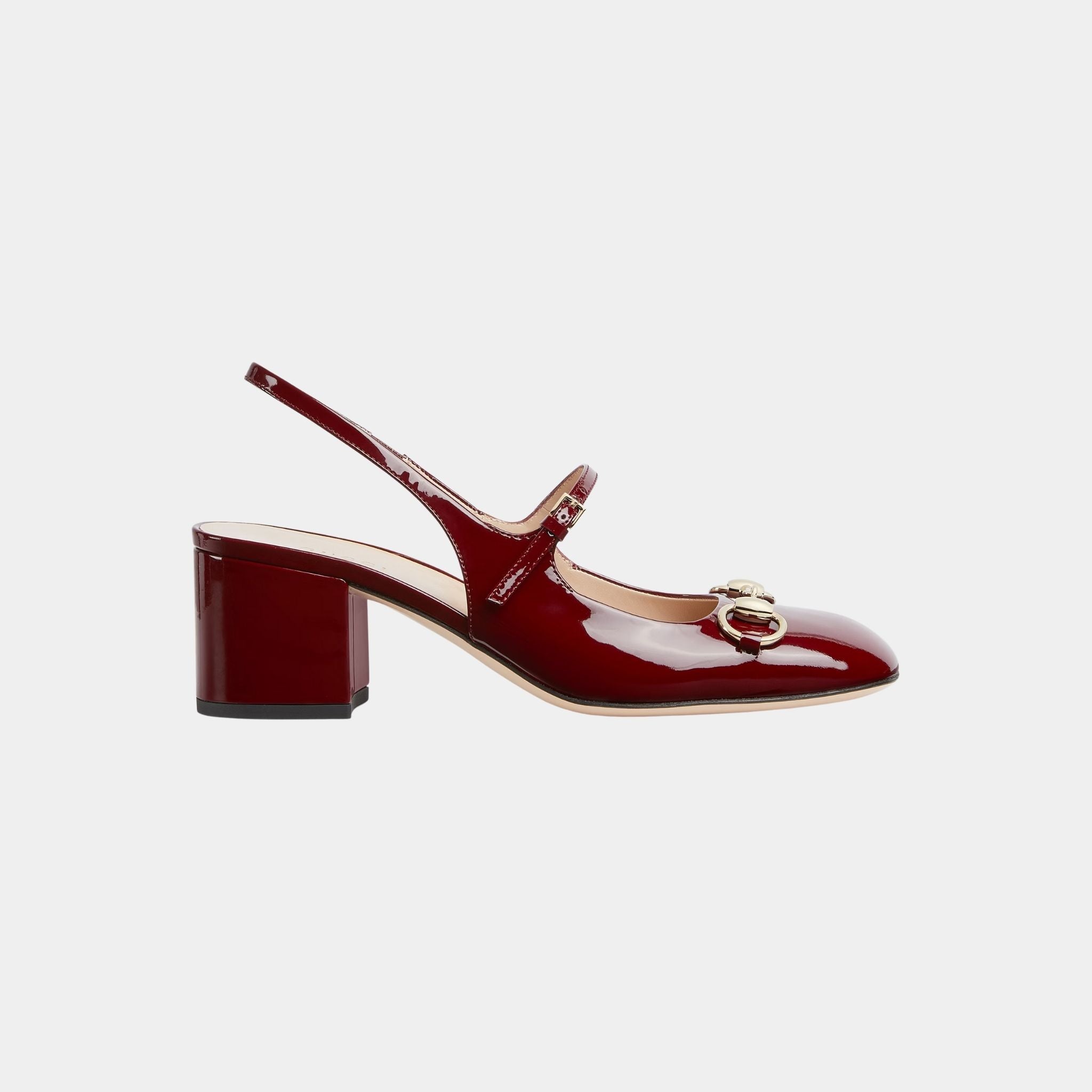 Horsebit Mid-Heel Patent Leather Pump
