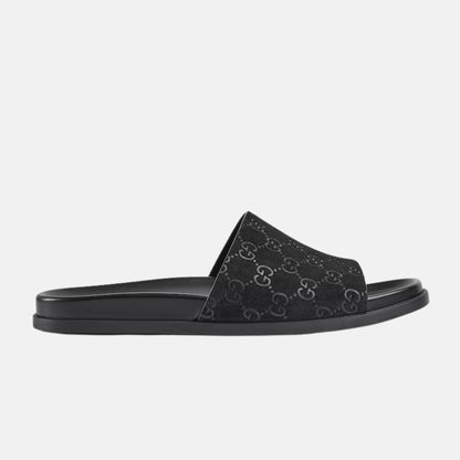 Mens Slide Sandal In GG Suede