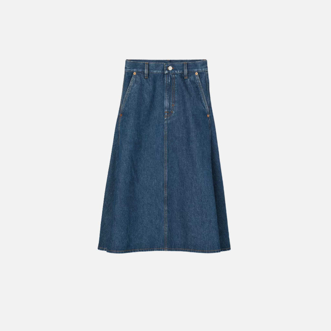 Mid Length Denim Skirt