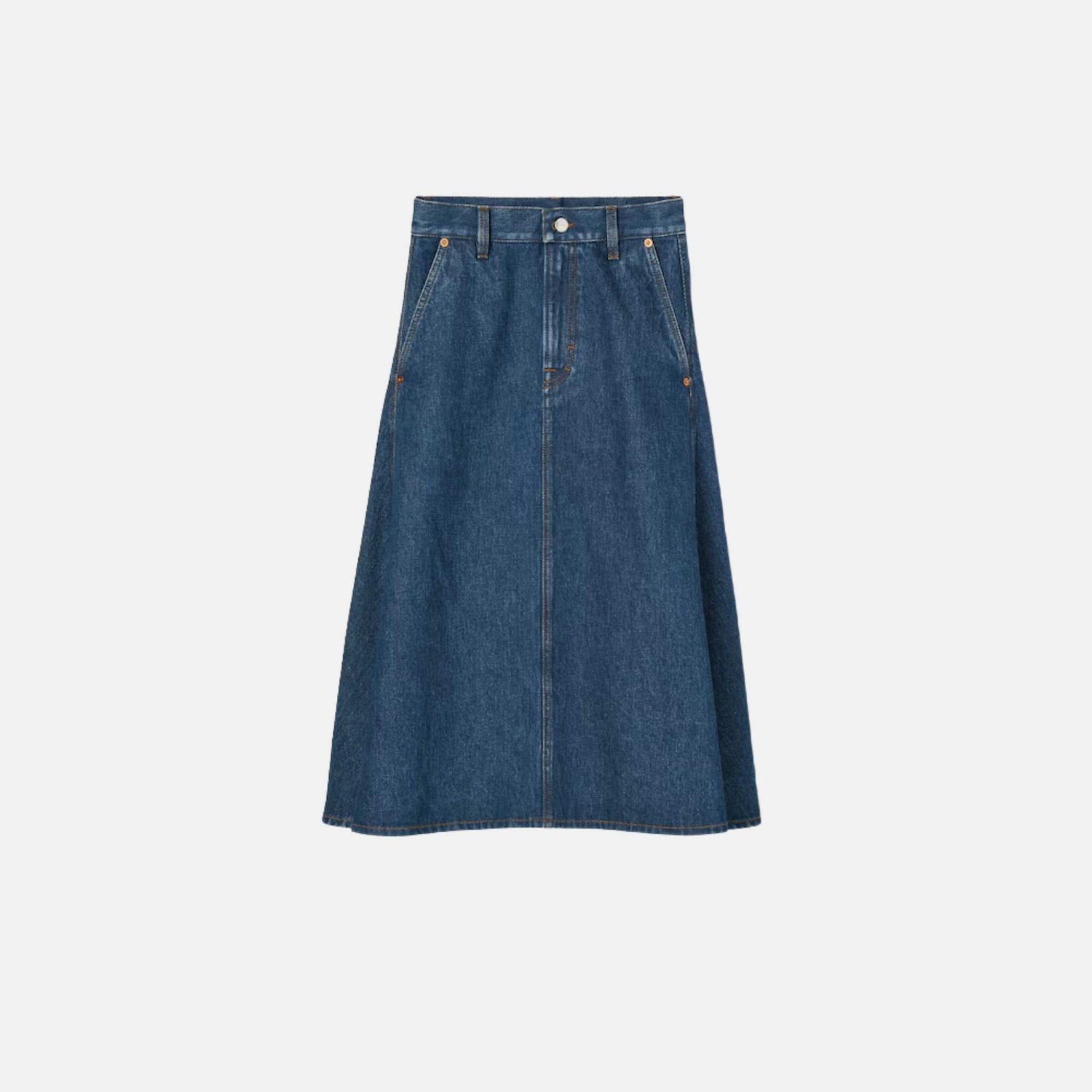 Mid Length Denim Skirt