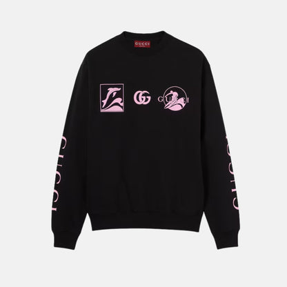 Printed Cotton Sweatshirt With Dropped Shoulder