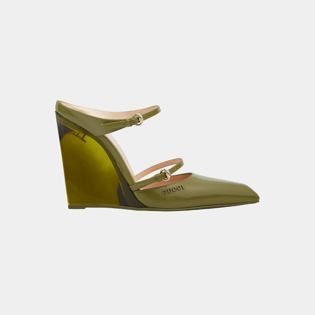 Wedge Shiny Leather Mule