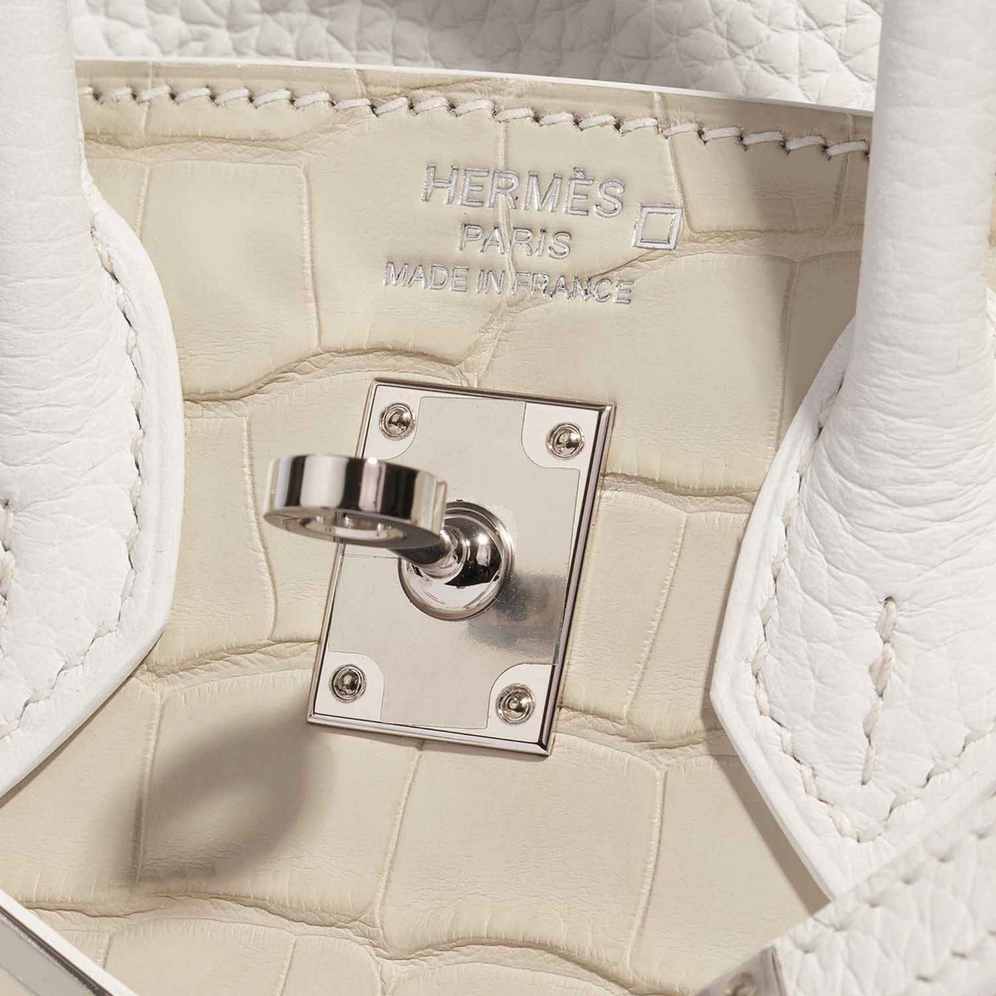 Birkin 20 Faubourg Snow White Sous La Neige PHW