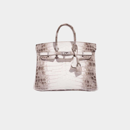 Birkin 25 Niloticus Crocodile Himalaya Blanc