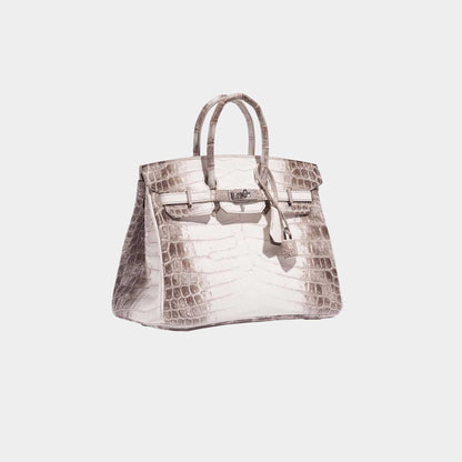 Birkin 25 Niloticus Crocodile Himalaya Blanc