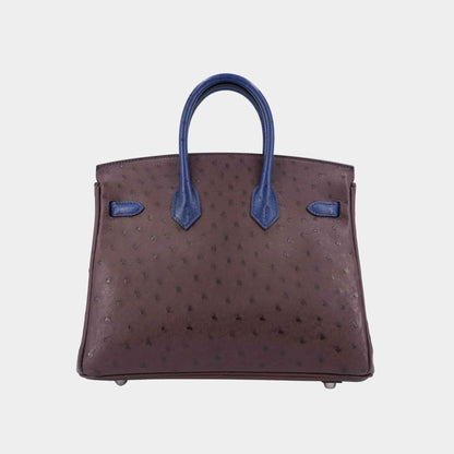Birkin 25 Ostrich Rouge Sellier/Bleu Iris PHW