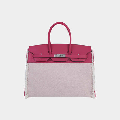 Birkin 35 Fray Fray Toile H Canvas-Swift Framboise PHW