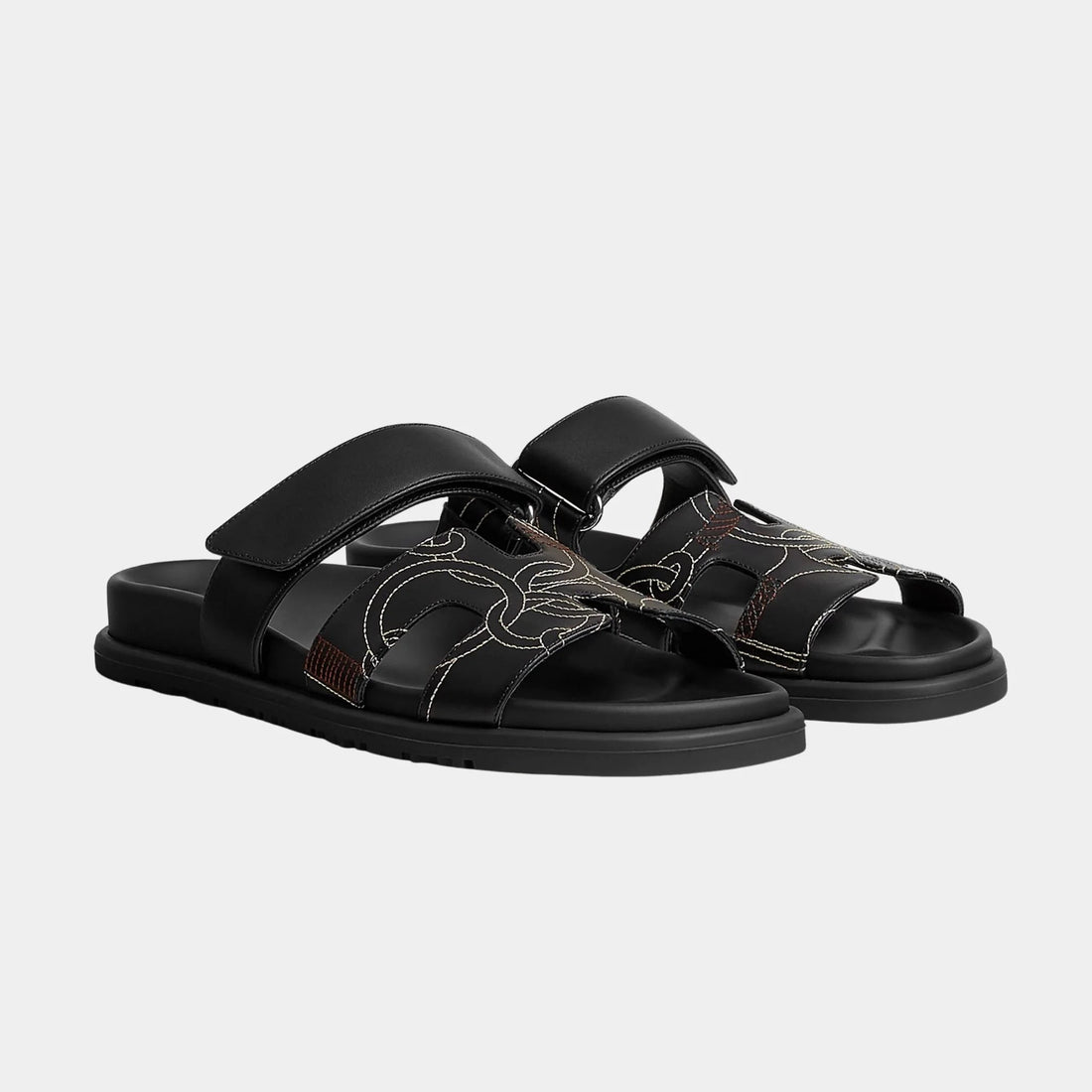 Chypre Sandal in Panoplie Equestre Embroidered Calfskin
