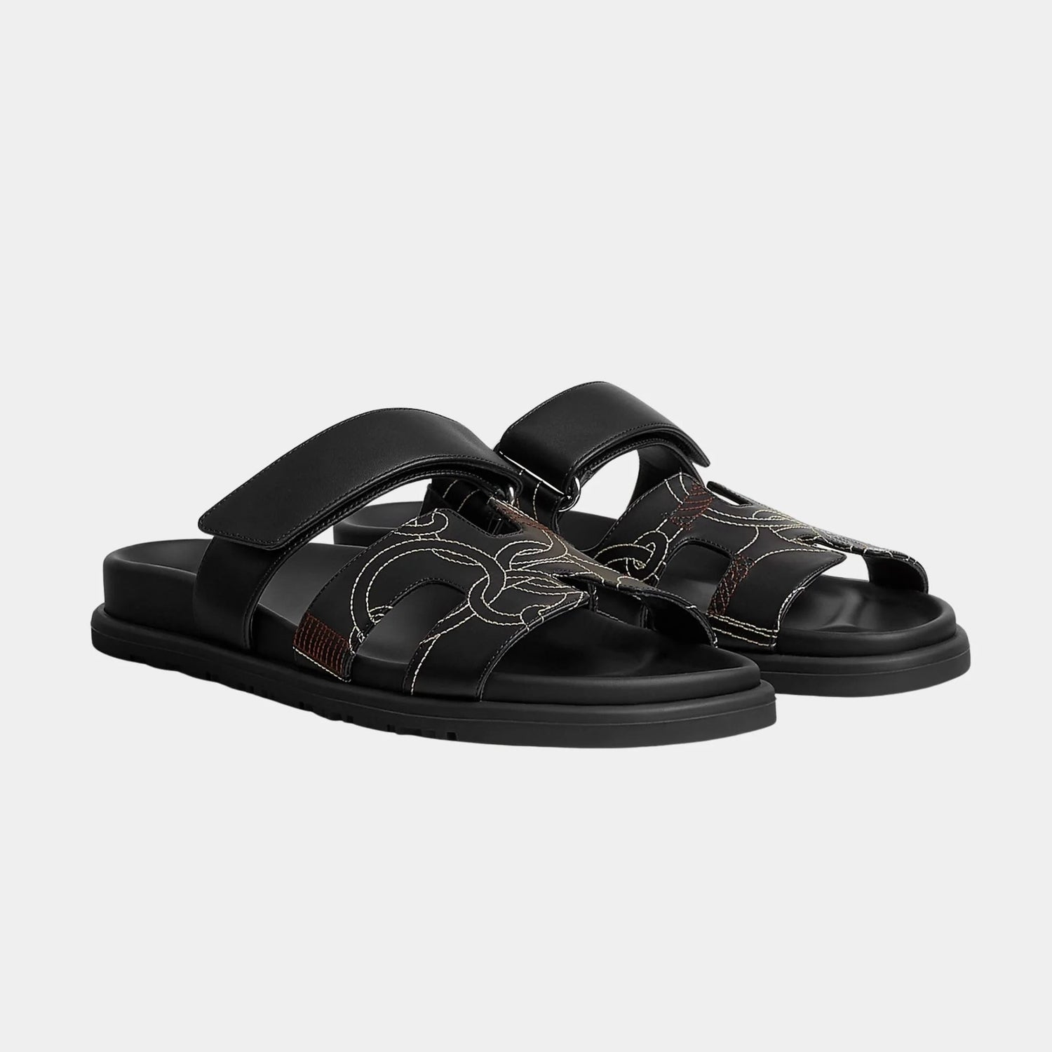 Chypre Sandal in Panoplie Equestre Embroidered Calfskin
