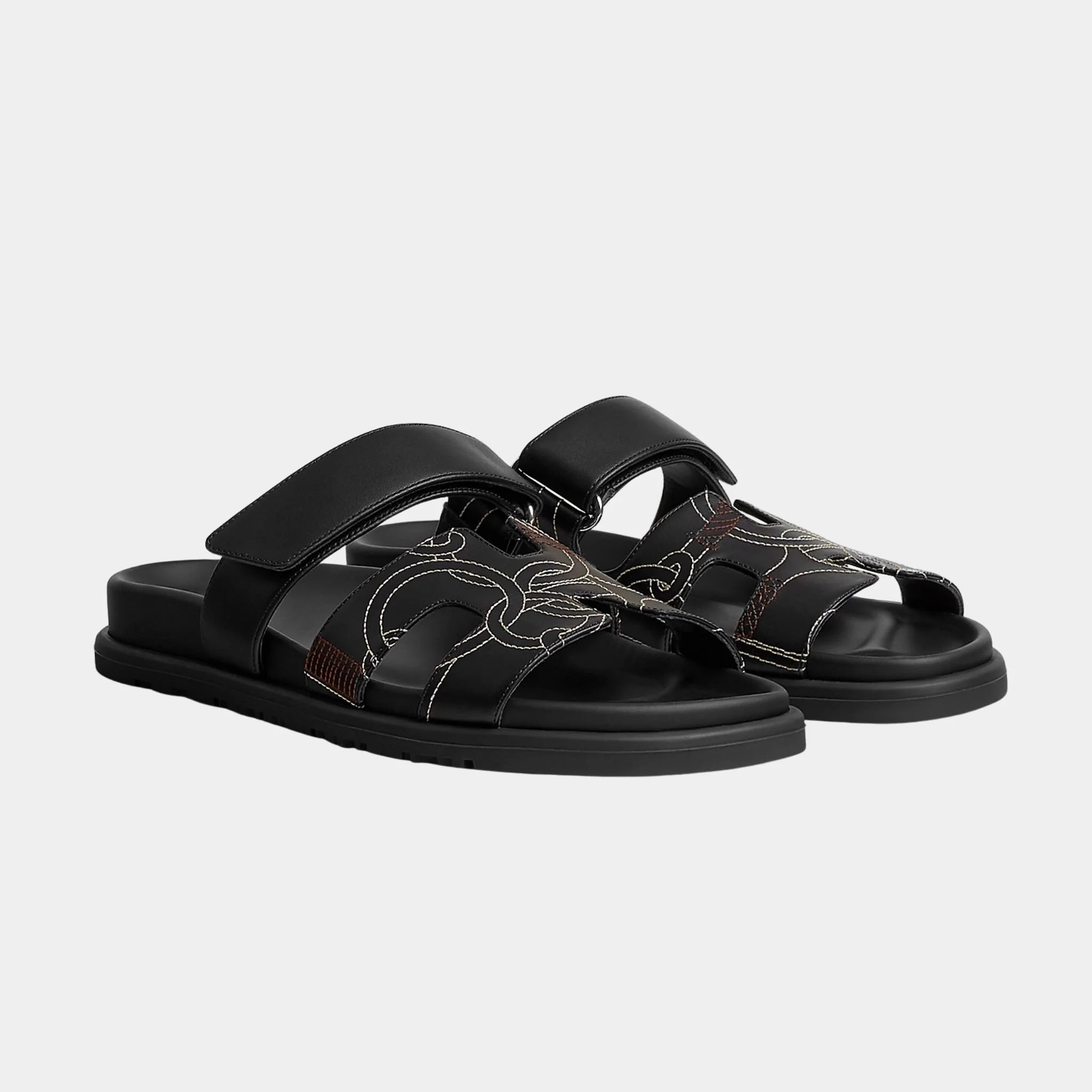 Chypre Sandal in Panoplie Equestre Embroidered Calfskin