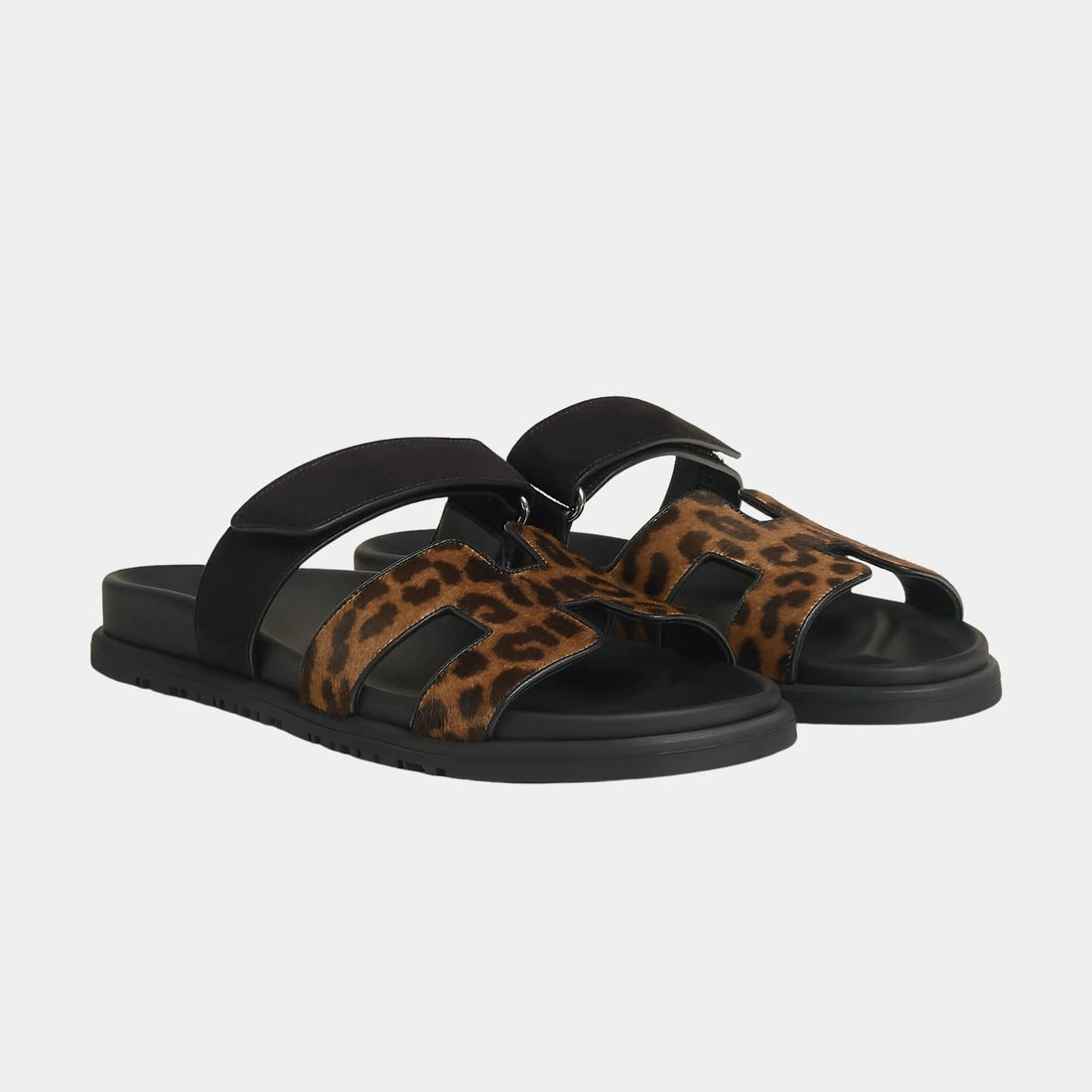 Chypre Sandals in Moire Calfskin and Suede Goatskin