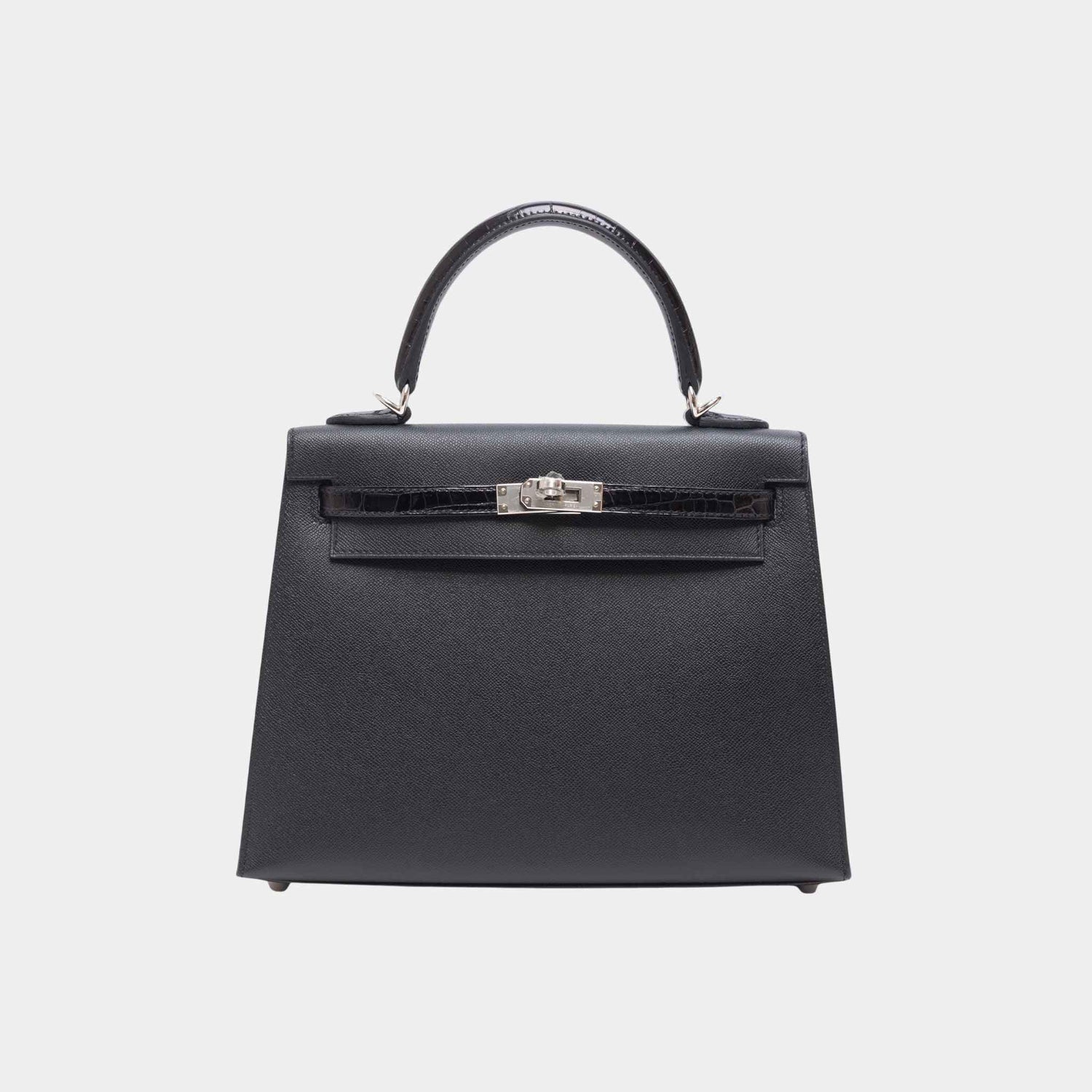 Kelly 25 Sellier Madame Shiny Niloticus Crocodile Black PHW