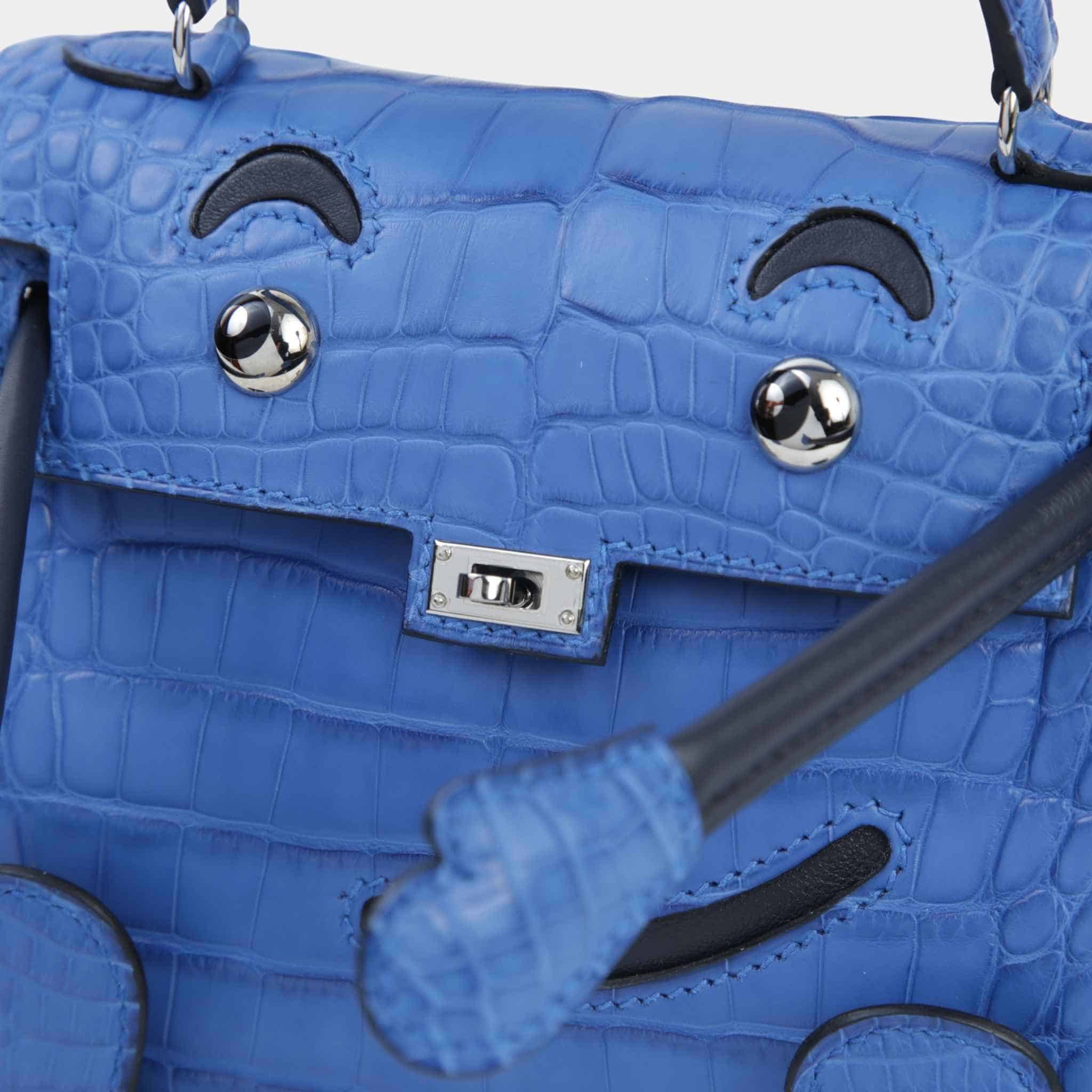 Kelly Doll Matte Alligator Bleu Zellige PHW
