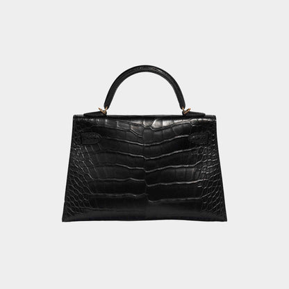 Kelly Mini 20 Matte Alligator Black GHW