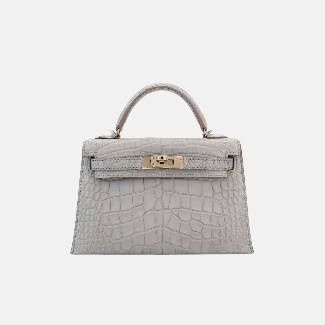 Mini Kelly HSS Matte Alligator Gris Perle PHW