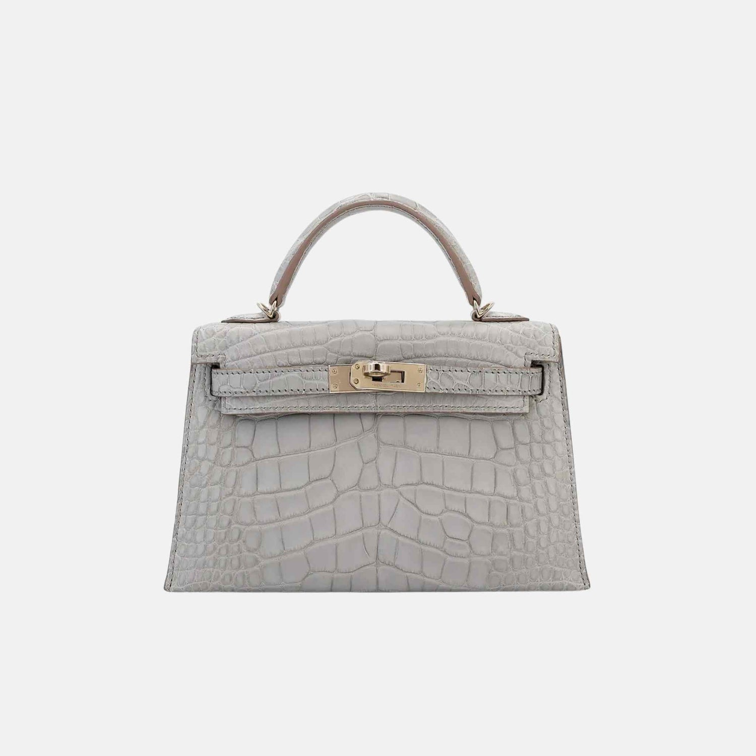 Mini Kelly HSS Matte Alligator Gris Perle PHW