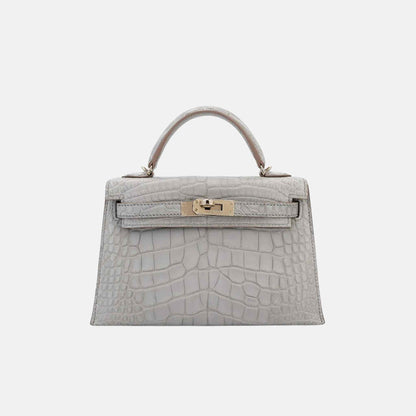 Mini Kelly HSS Matte Alligator Gris Perle PHW