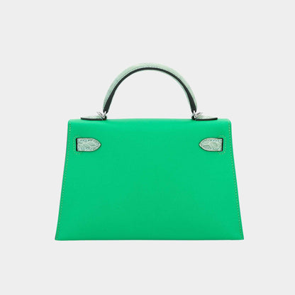 Mini Kelly II Madame-Matte Alligator Vert Comics/Vert d’Eau PHW