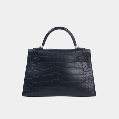 Mini Kelly II Matte Alligator Black PHW