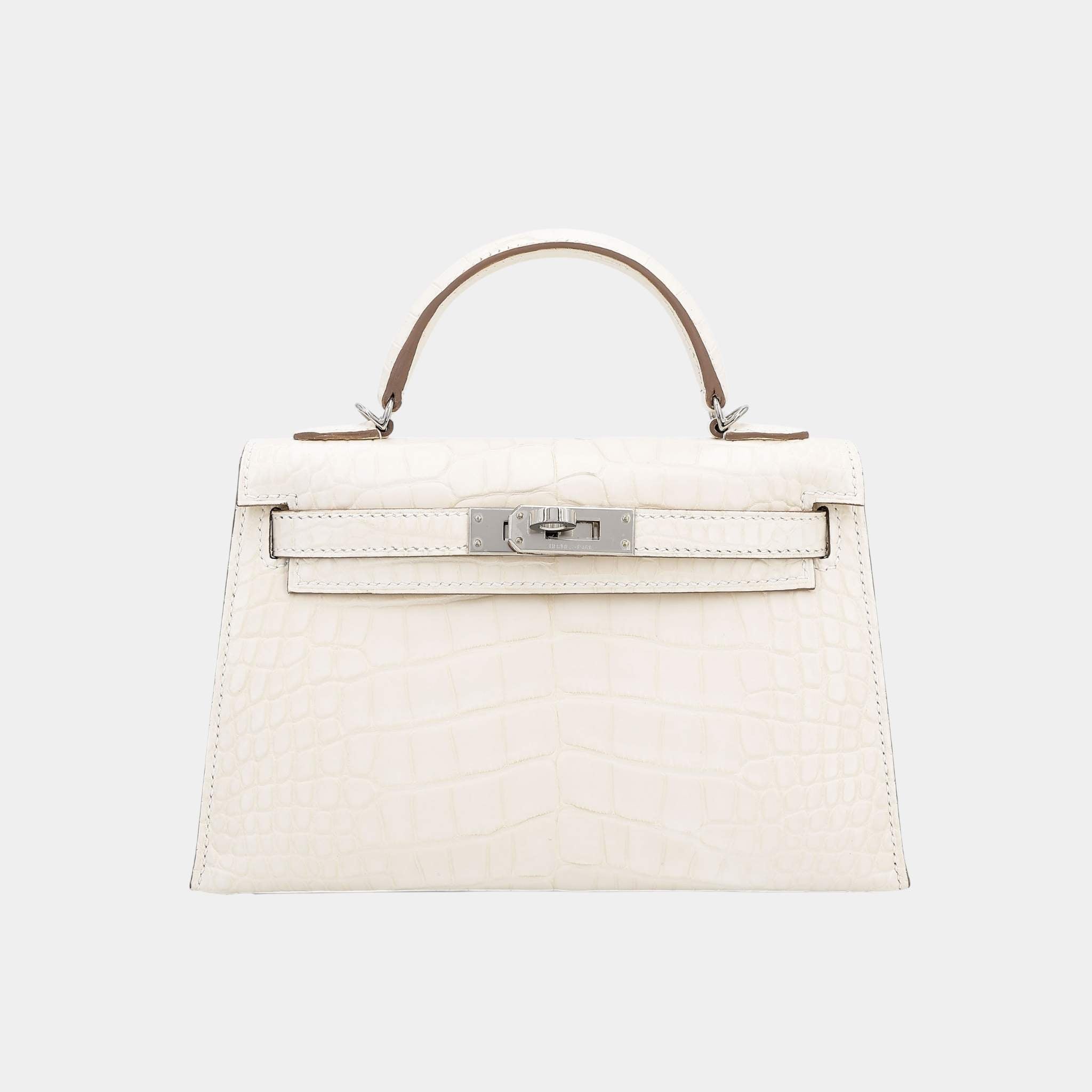 Mini Kelly II Matte Alligator Nata PHW