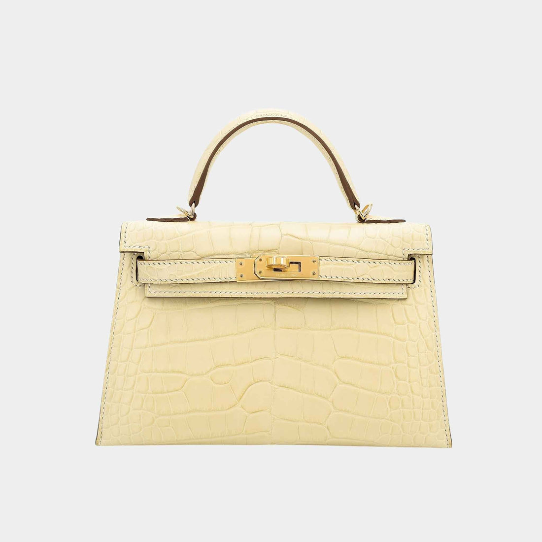 Mini Kelly II Matte Alligator Vanille GHW