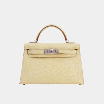 Mini Kelly II Matte Alligator Vanille PHW