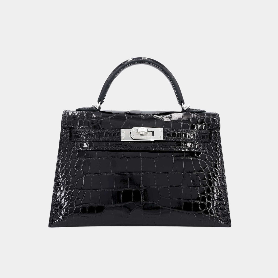 Mini Kelly II Shiny Alligator Black PHW