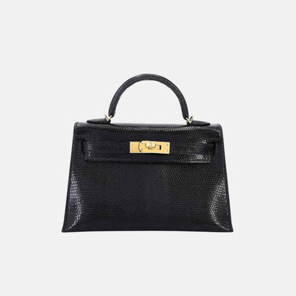 Mini Kelly II Lizard Black GHW