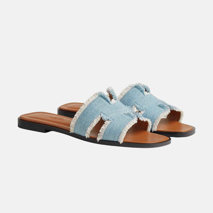 Oran Sandal Fringed Denim