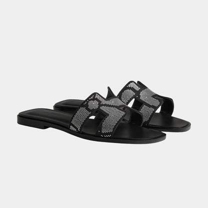 Oran Sandal in Suede with Figure Artistique Rhinestone