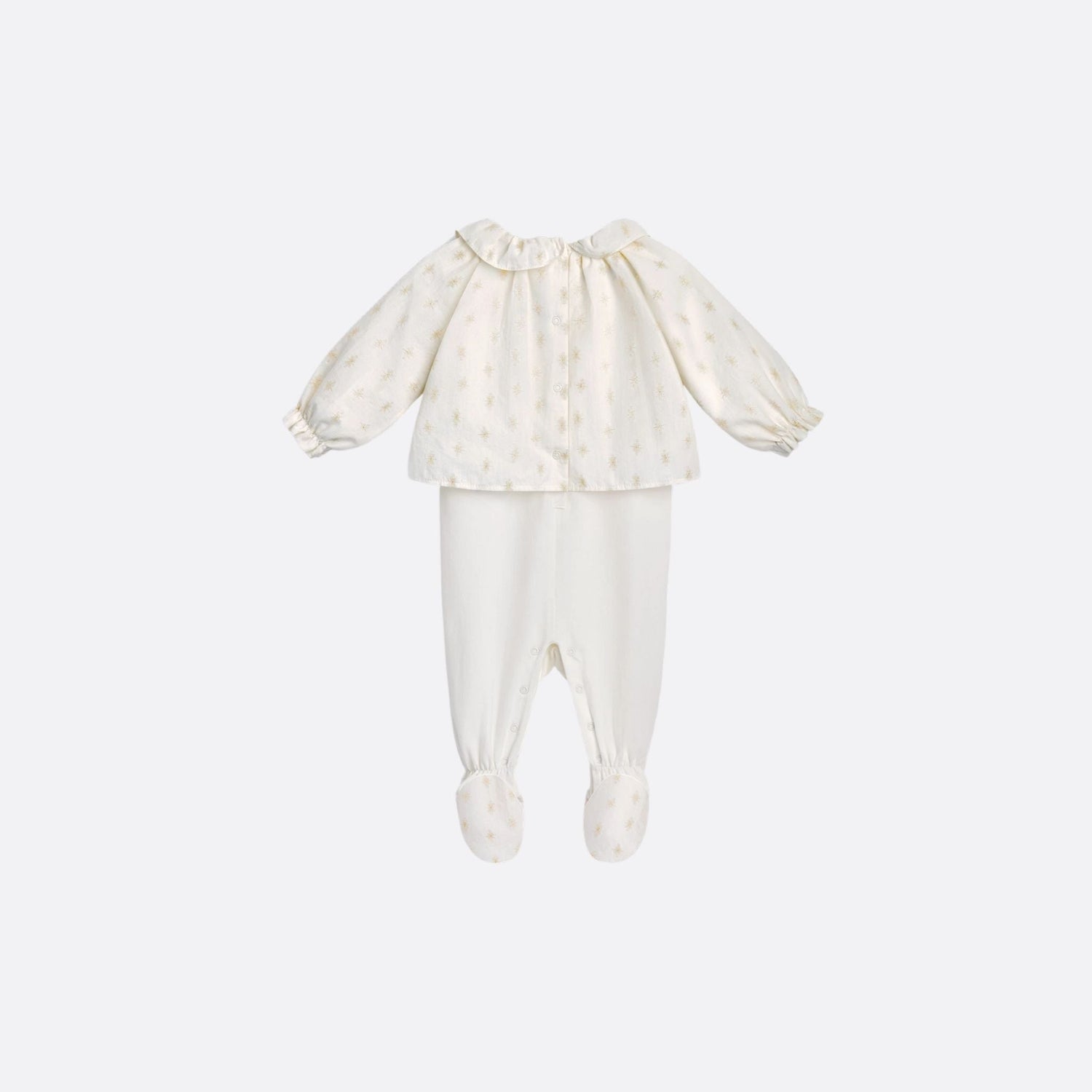 Newborn Gift Set in Ivory Cotton with Gold Star Jacquard