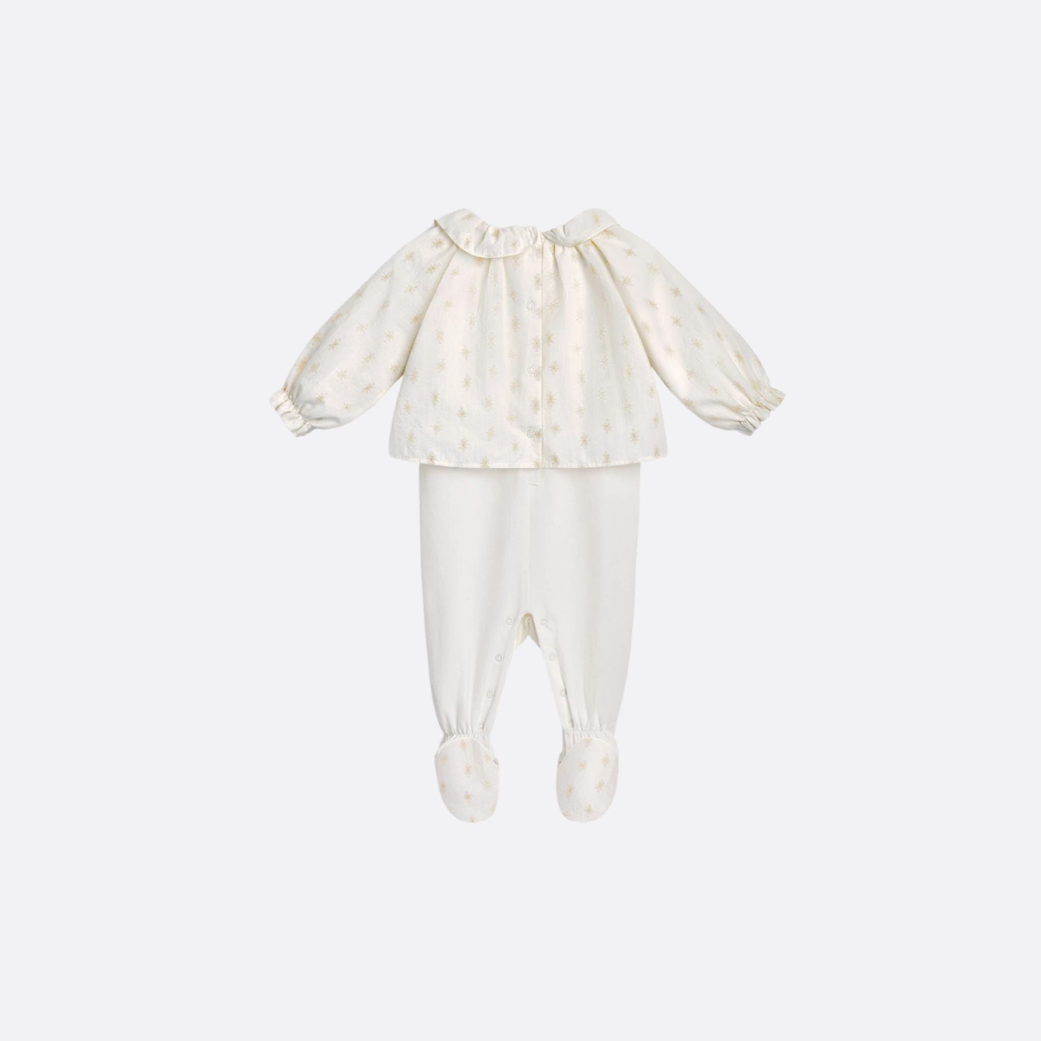 Newborn Gift Set in Ivory Cotton with Gold Star Jacquard