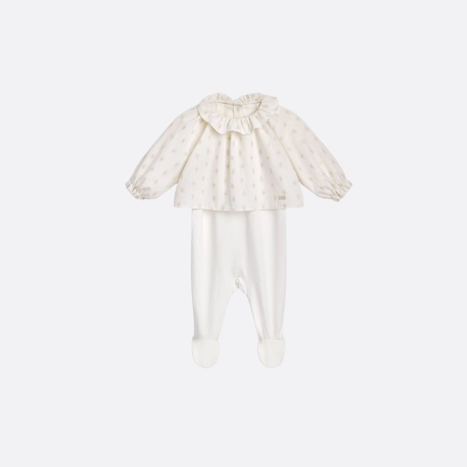 Newborn Gift Set in Ivory Cotton with Gold Star Jacquard