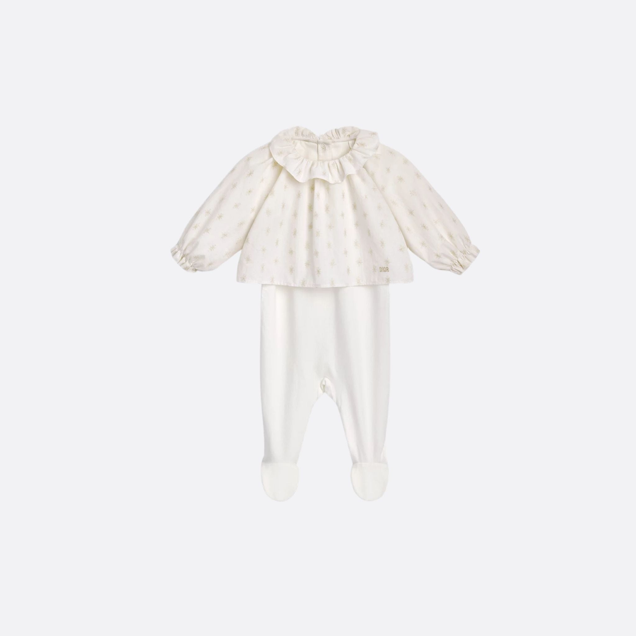 Newborn Gift Set in Ivory Cotton with Gold Star Jacquard