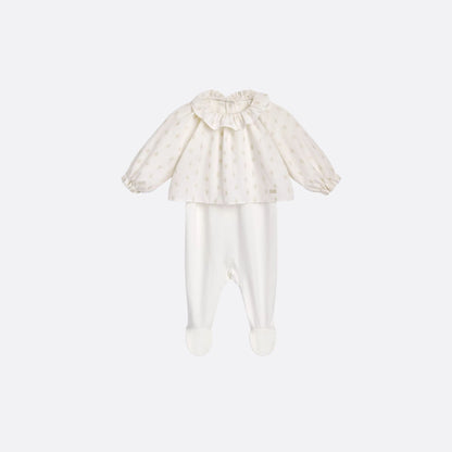 Newborn Gift Set in Ivory Cotton with Gold Star Jacquard