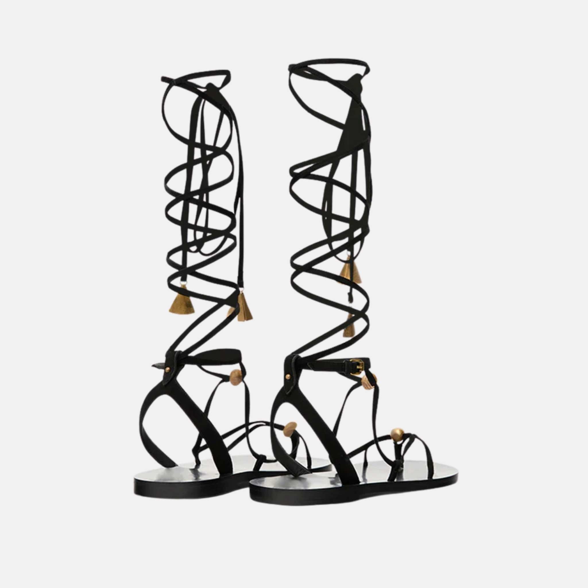 Azzi High Top Sandals In Suede Leather
