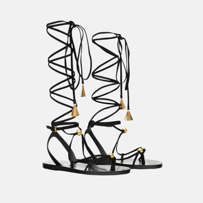 Azzi High Top Sandals In Suede Leather